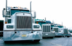 trucks lined up