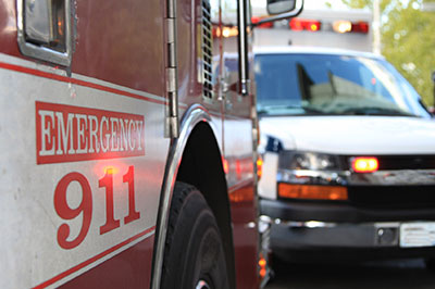 image of emergency vehicles at a restaurant