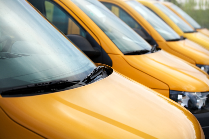 image of a line of yellow cabs