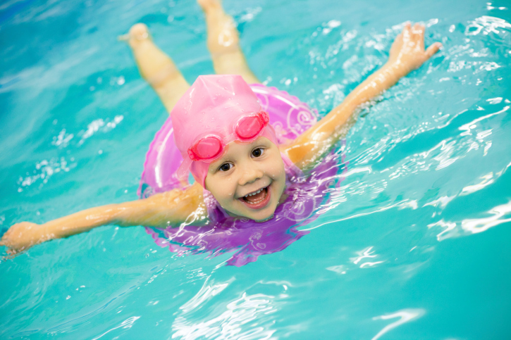 kids swimming in pool