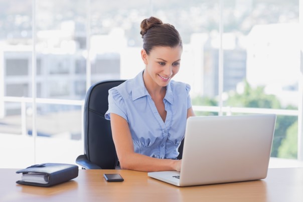 business lady at computer