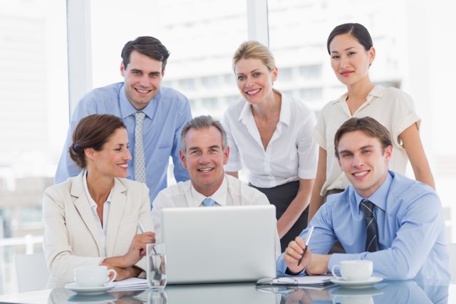 business people sitting at desk