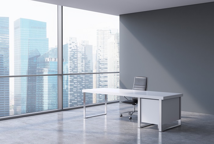 Empty Desk in Remodeled Office